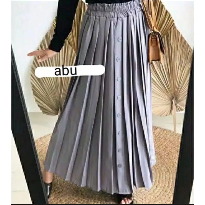 rok rempel kancing//rok plisket kancing//rok model terbaru