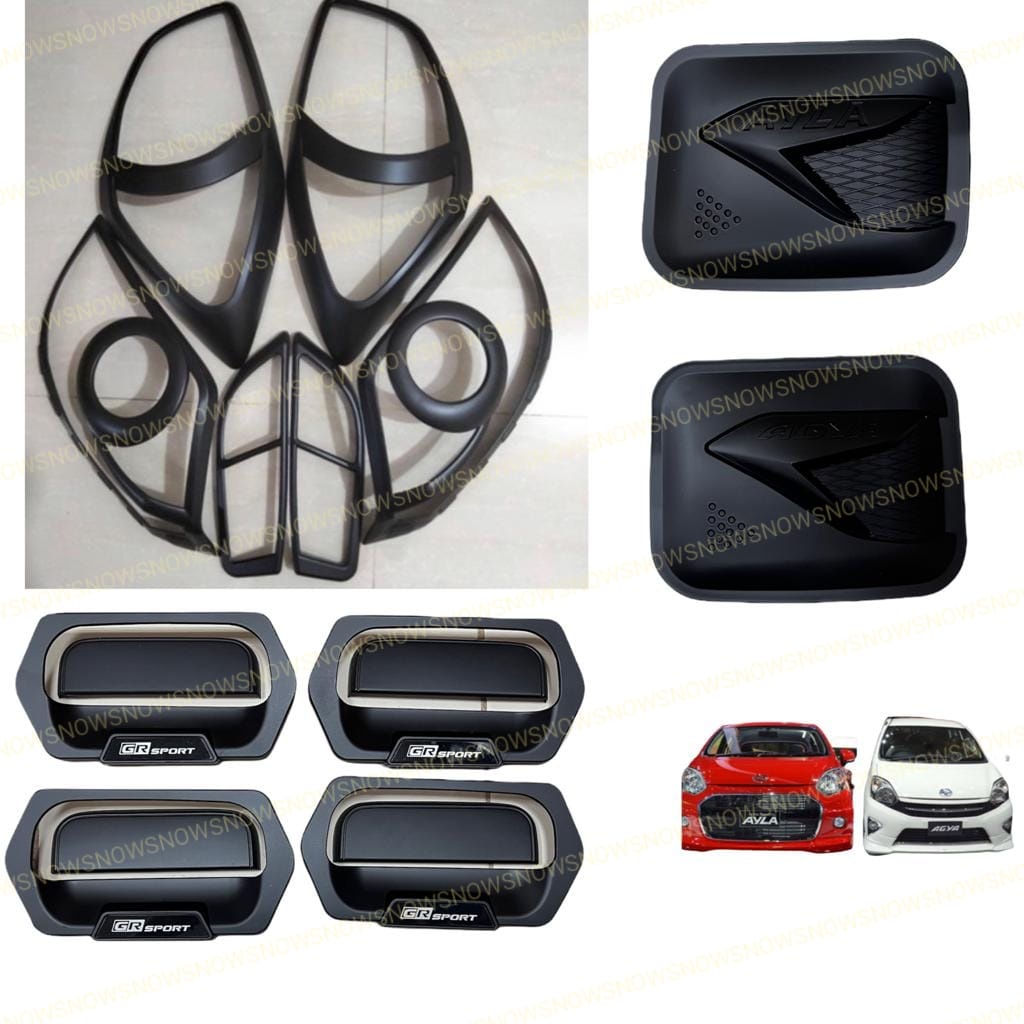 Paket Garnish Depan Belakang Outer Handle Tank Cover Agya Ayla GR Sport Hitam Chrome