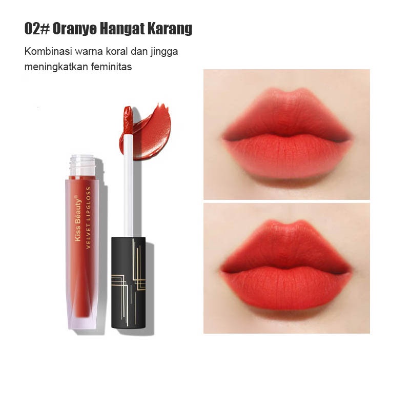 Kiss Beauty Velvet Matte Lipstik Hydrating Moisturizing Waterproof Liptint Long Lasting Lip Glaze