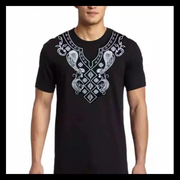 100%TERLARIS BAJU KOKO KAOS LEBARAN MUSLIM PRIA 3D ISLAM ISLAMI SORBAN / CORAK - HITAM 100% TERJAMIN