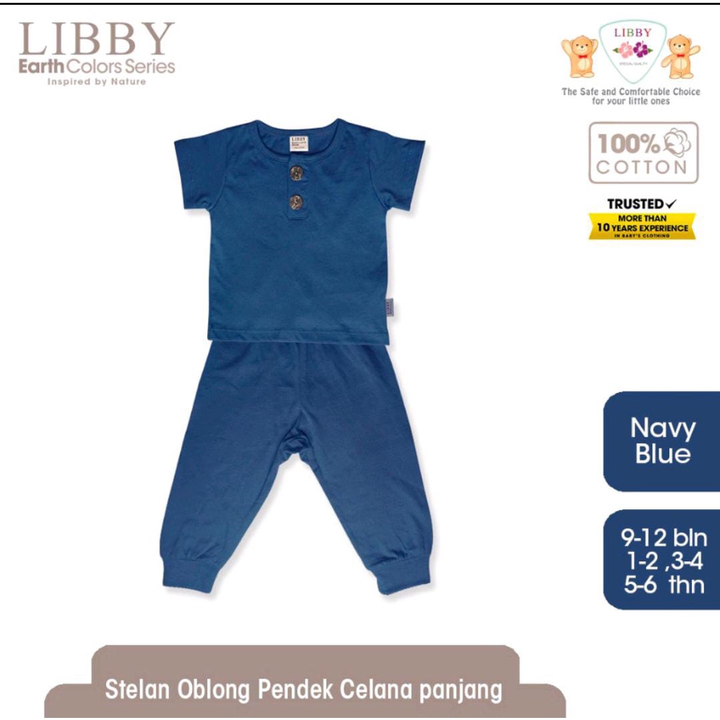 Libby Earth Fave Set Setelan Oblong Pendek Celana Panjang Baju Set Anak