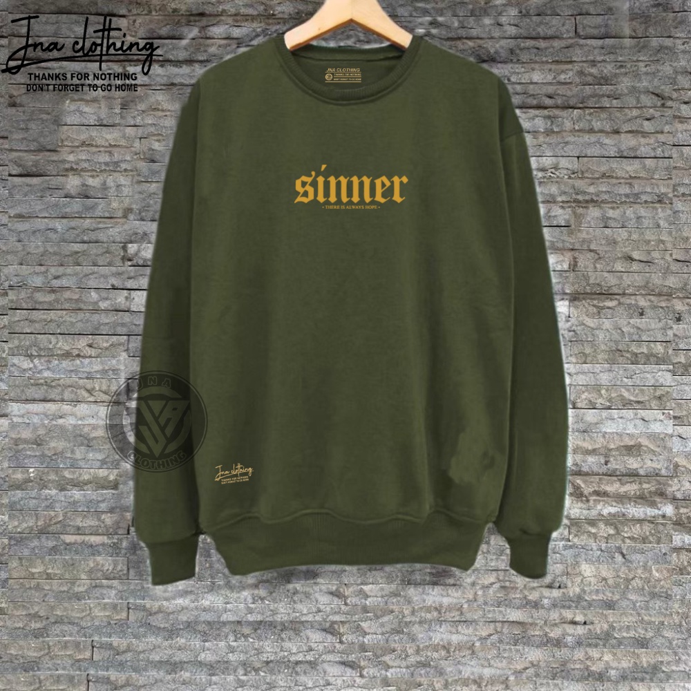 Sweater Crewneck Pria Distro Hijau Army Original Switer Oblong Lengan Panjang Cowok Brand Lokal Bandung Ori Original Premium