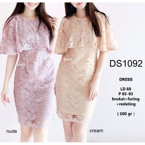 NEW FB SEDS1092 - DRESS PESTA BRUKAT MIDI SEPAN DRESS PREWEDDING MODERN - HITAM