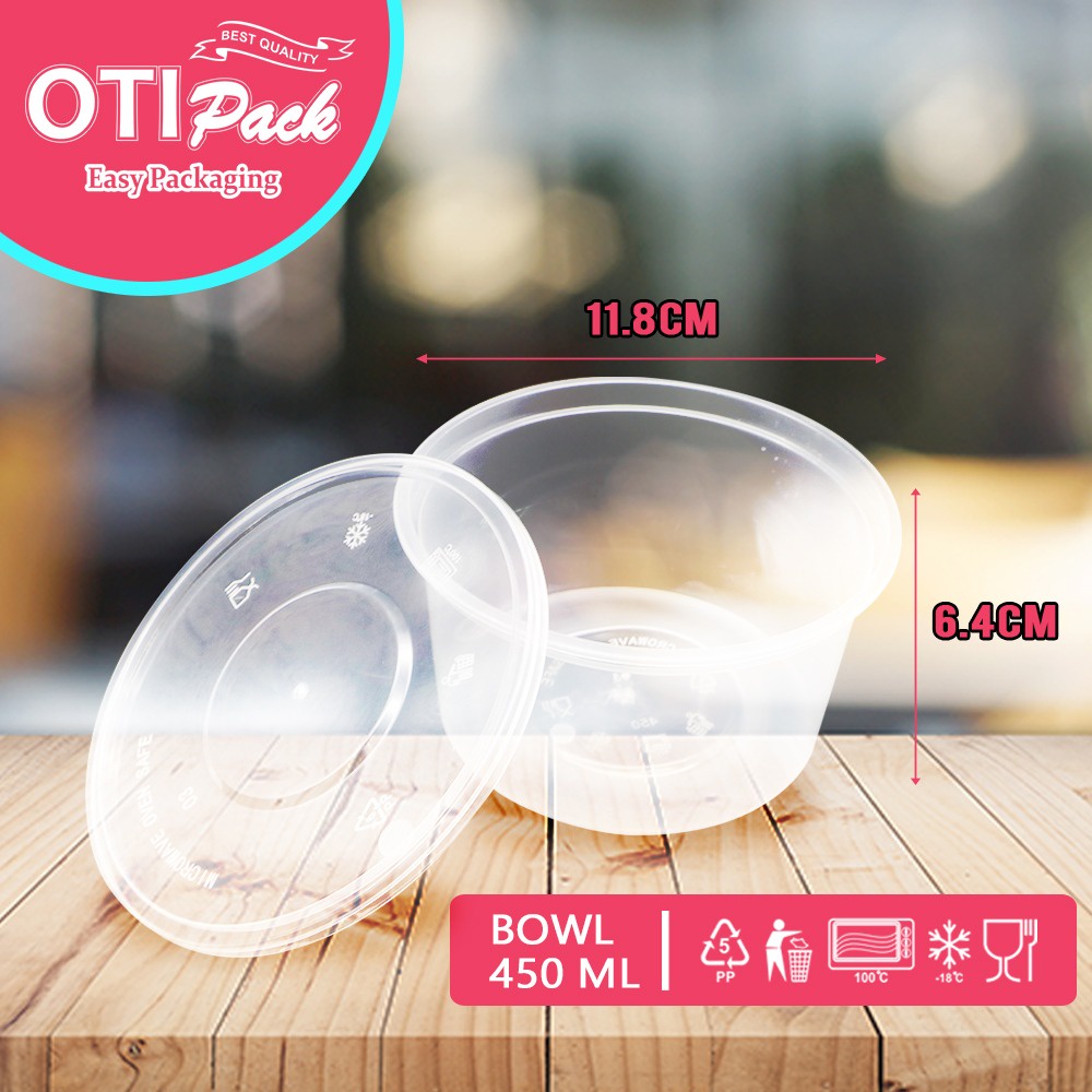 Thinwall Mangkuk Plastik 450ml / Tempat Penyimpanan Tahan di Microwave Oven / Food Container Bowl