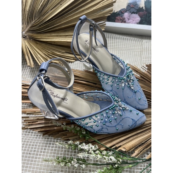 sepatu Rafaizoutfit sepatu wanita Yohanes ice blue tinggi 7cm kaca