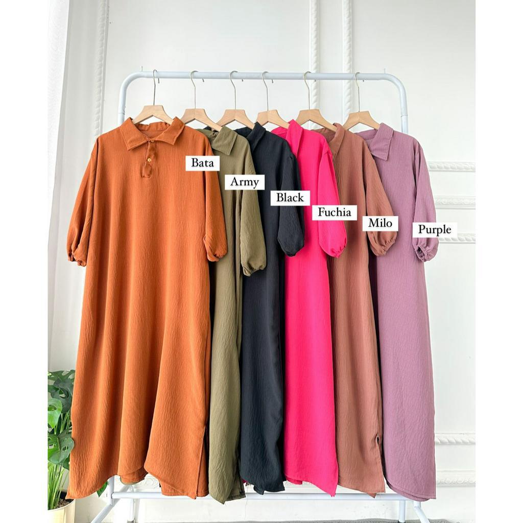 MARELA DRESS WANITA MUSLIMAH AIRFLOW CRINCKLE DRES MIDI BTCSOLO