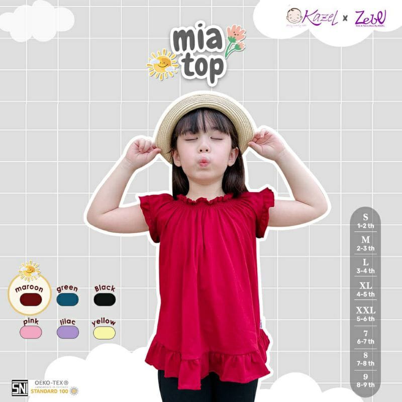 Kazel T-Shirt Mia Top - Baju Atasan Anak Perempuan isi 3 ( KZL-MT)