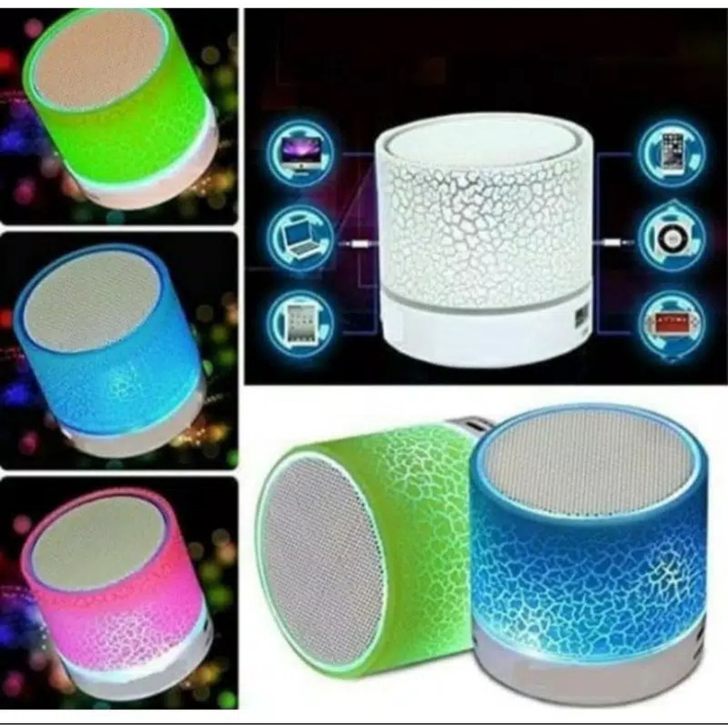 Speaker Bluetooth Portable Mini Wireless Lampu Led Motif Retak