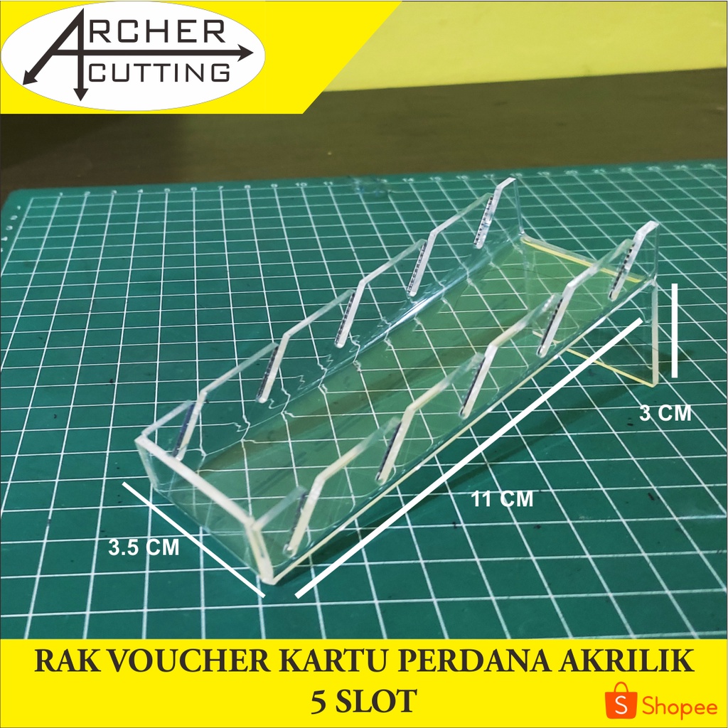 TEMPAT RAK VOUCHER PERDANA AKRILIK 5 SLOT