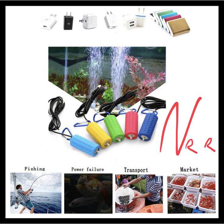 Aerator Pompa Udara Air Pump Baterai Usb Dc Power Bank Aquarium