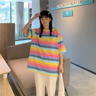 Korea T Shirt Rainbow Import Kaos Corak Pelangi BigSize Korea T Shirt Rainbow Import Kaos Corak Pelangi BigSize