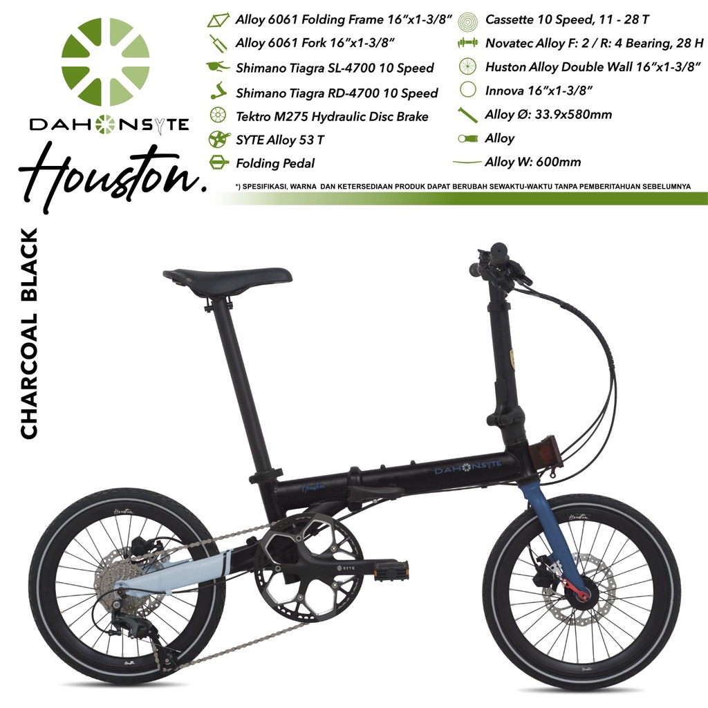 SEPEDA LIPAT DAHON SYTE HOUSTON (16″ Plus) 16 x 1 3/8 1x10speed