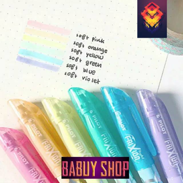 

Pilot Frixion Highlighter Soft Pastel (Bisa Dihapus) Lucu Unik Murah / Penanda