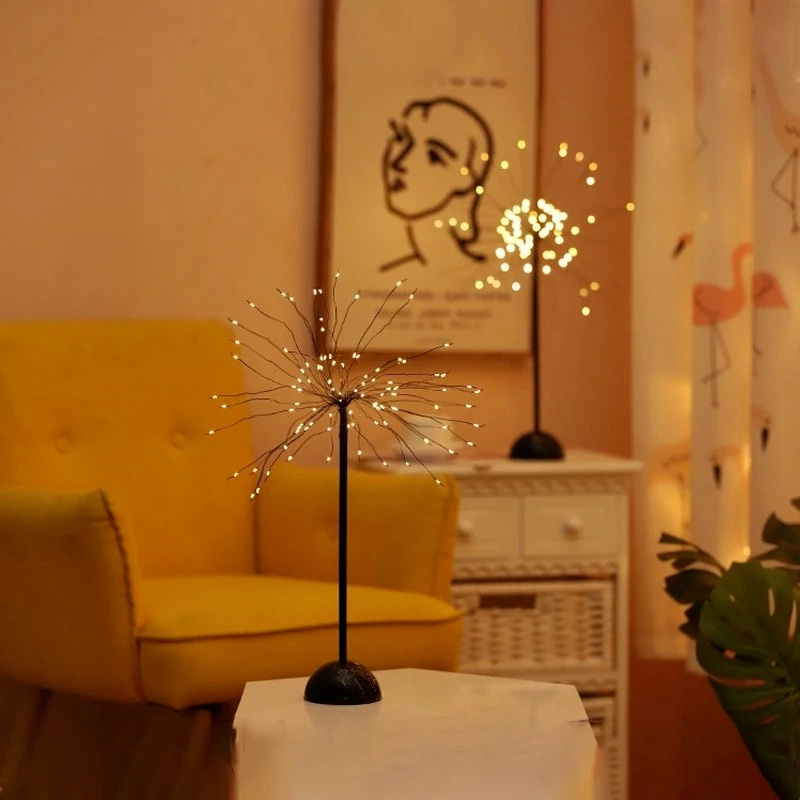 [ Creative Gypsophila LED Night Light USB Battery Operated Dandelion LED Fairy Lights][ Christmas Tree Firework Copper Wire String Lamp ]