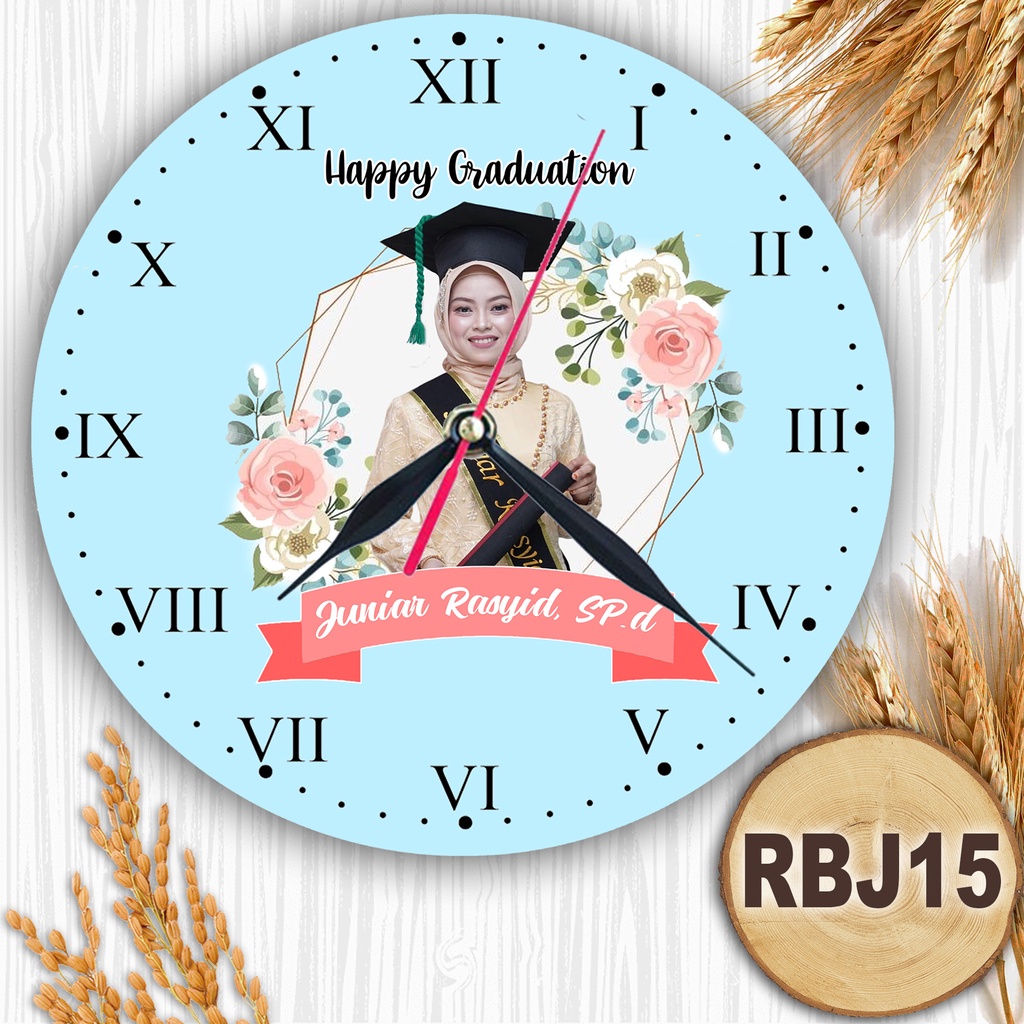 JAM DINDING KAYU CUSTOM NAMA FOTO HADIAH PERNIKAHAN UNIK KADO NIKAH NIKAHAN WEDDING ULANG TAHUN LUCU-RBJ15