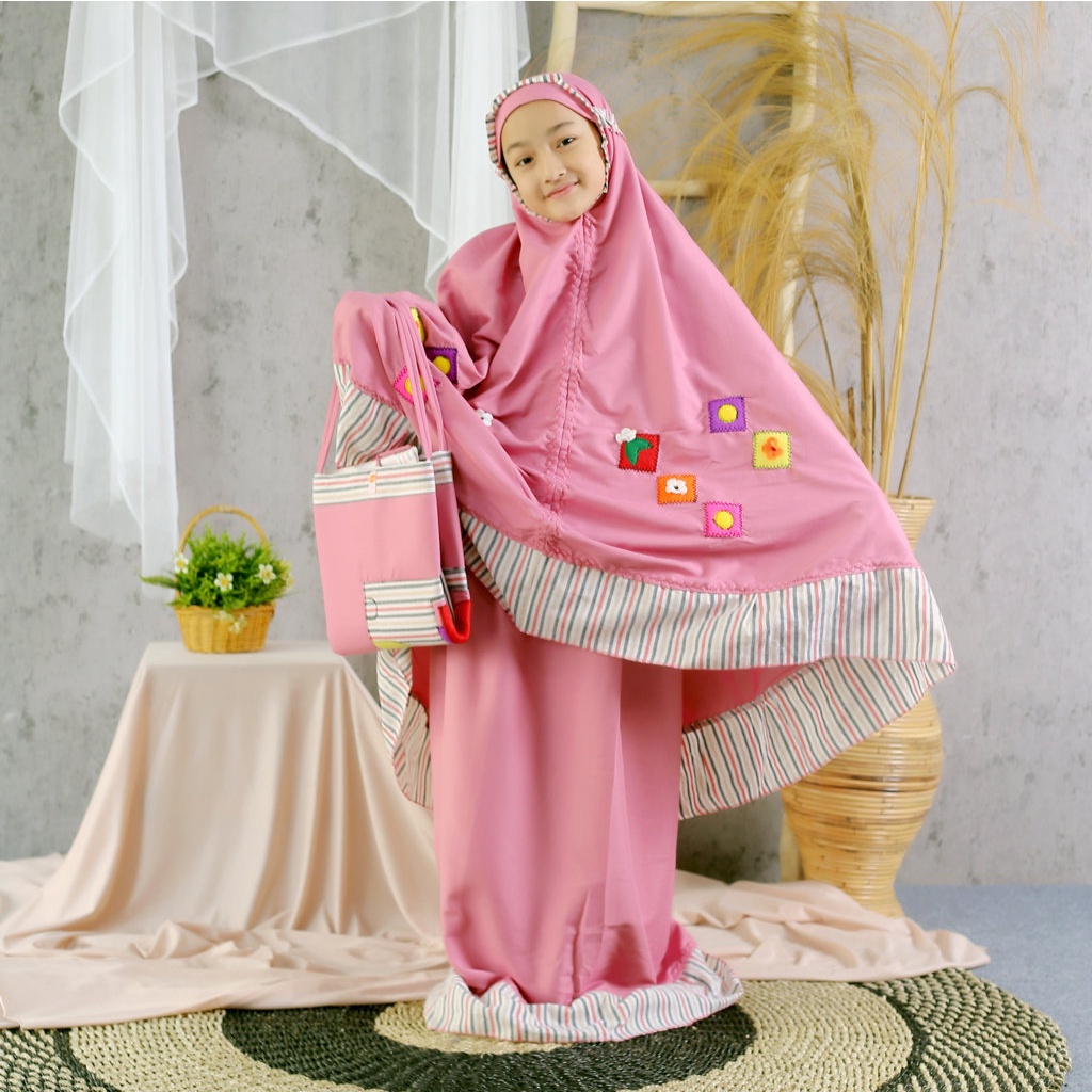 Mukena Anak Tas Sajadah Salur Katun mikro Premium Terbaru Termurah