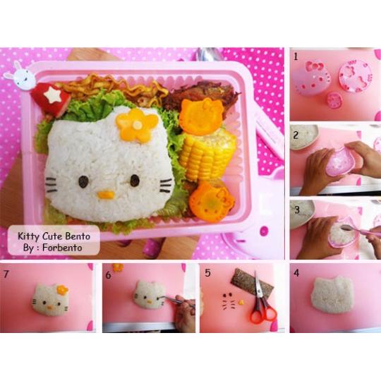 Cetakan Roti Bentuk Kucing Kitty Cetakan Nasi Bekal Anak Kartun- Cetakan Bento - Sandwicht Mold HK