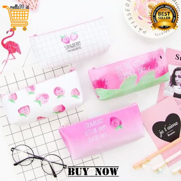 Tempat Pensil Sekolah Tempat Pensil Karakter Pouch Pensil Tempat Pensil Anak Strawberry PB 317