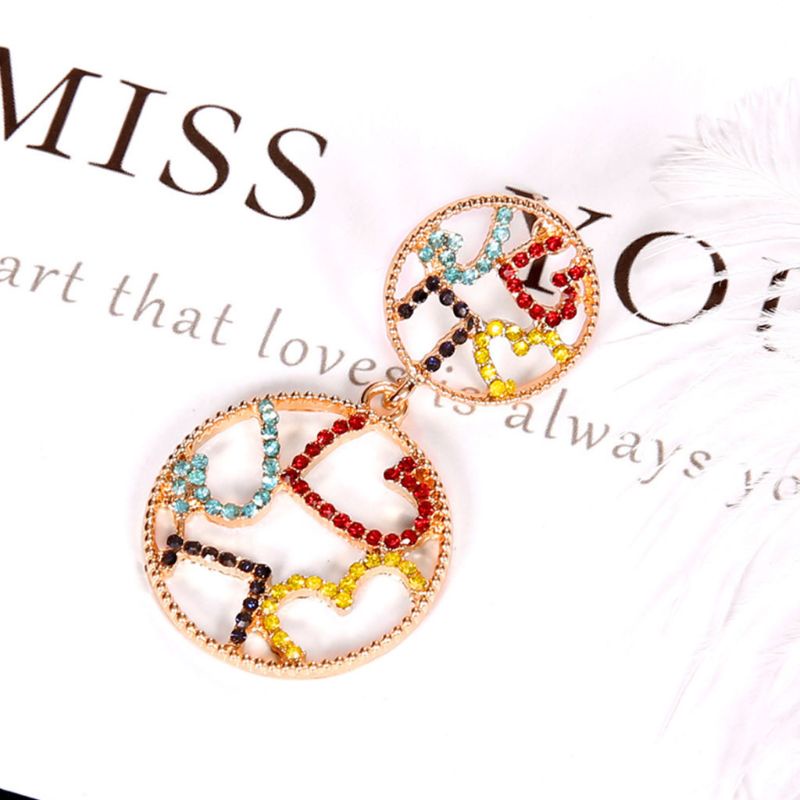 SIY  1pc New Ear Stud Floral Multicolor Rhinestone Ring Dangle Circle Hollow Fashion