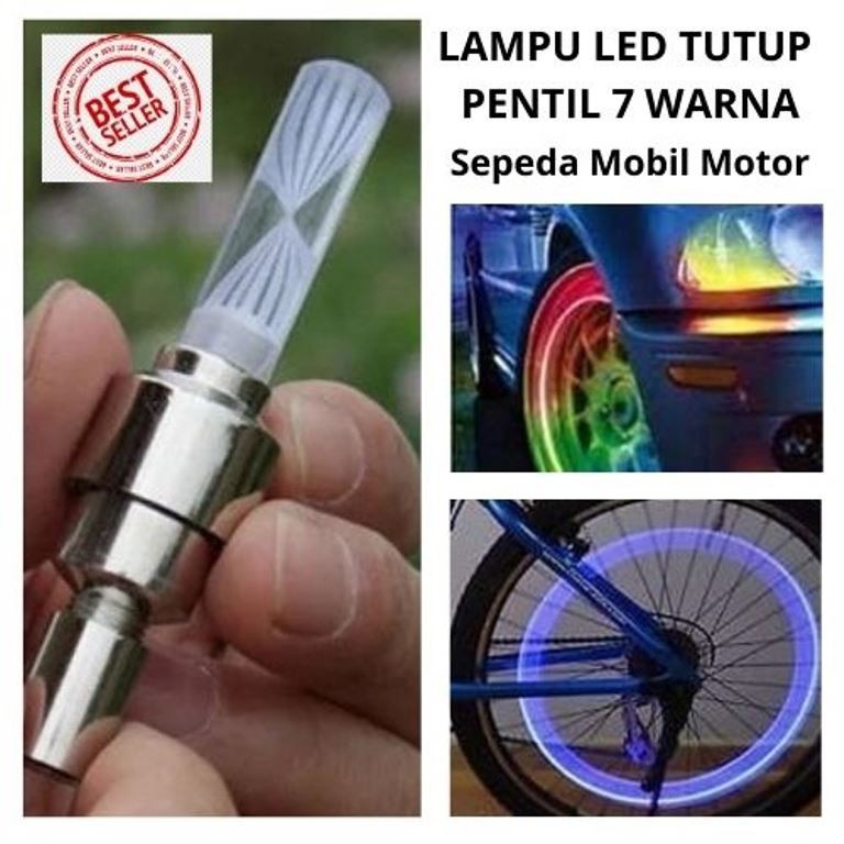 Lampu LED 7 Warna Pentil Ban Sepeda Mobil Motor 113116