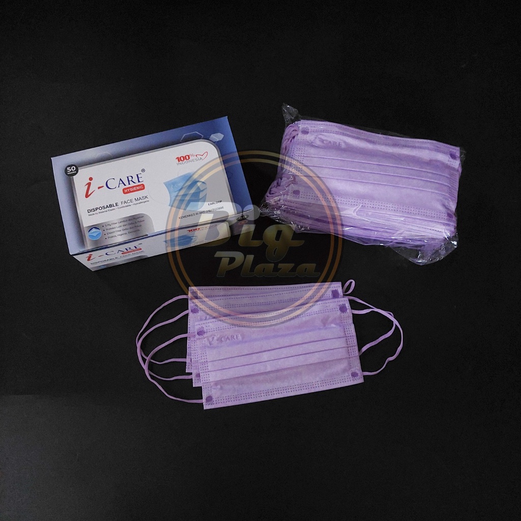 Masker i-Care Earloop 3ply isi 50 Pcs Icare - Big Plaza