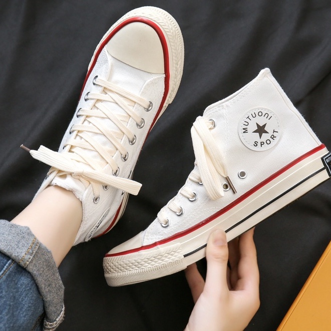 SW72 Sepatu Sneakers Kanvas Tali Wanita Import Korea