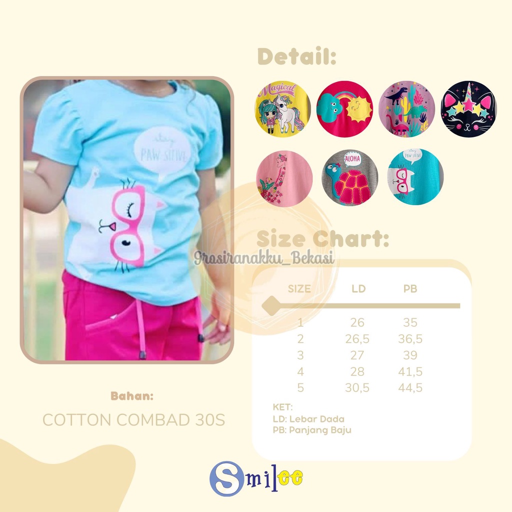 Atasan Anak Smilee Motif Fanta Pelangi Size 1-5Tahun