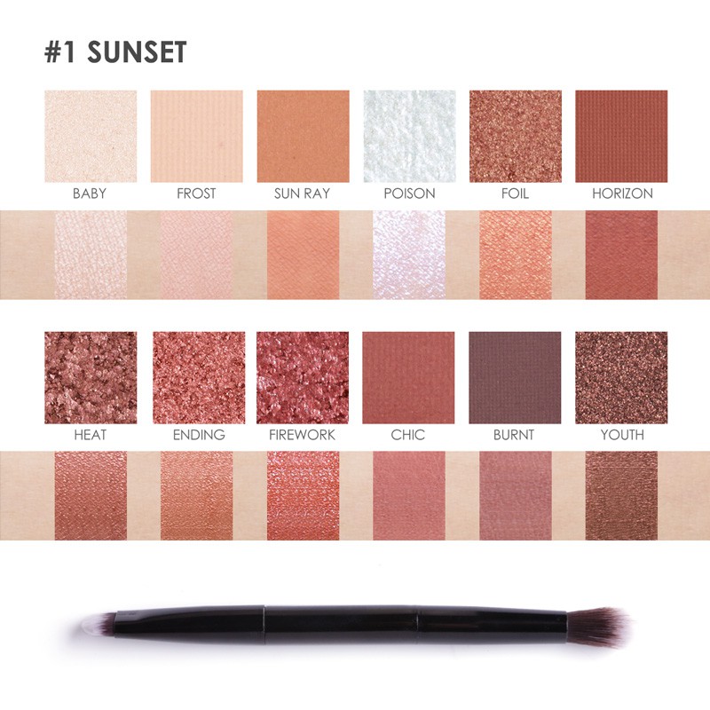 FA50 FOCALLURE Sunset, Burning, So Hot Eyeshadow Palette 12 Colours(100% Original, BPOM Certified)