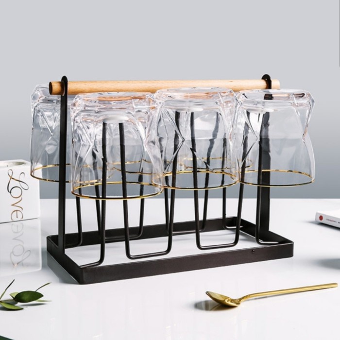 

Rak Gelas 6 Slot Rak Cangkir Tempat Gelas Gantung Cup Anti Karat GL06 - Hitam