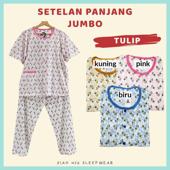 setelan baju tidur kaos jumbo celana panjang siu lie - cp jumbo 75 lika store