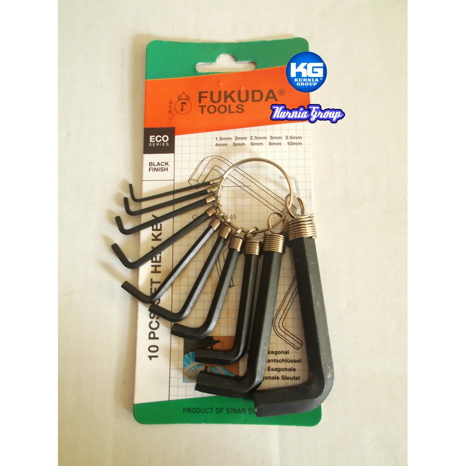 Kunci L Set Pendek Merk Fukuda Isi 10 Pcs Komplit | Alat Hex Key Tools