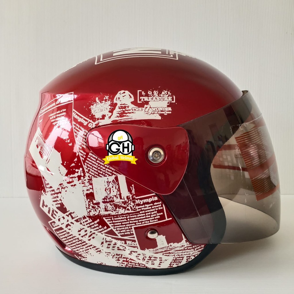 HELM EVOLUTION NEWS MAROON HALF FACE MODEL GM EVO