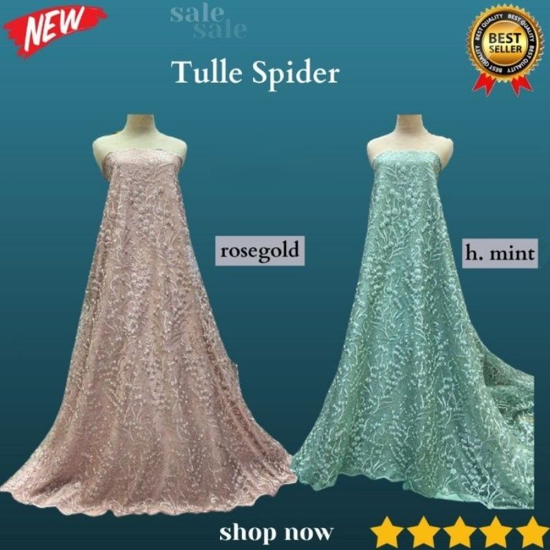 Promo 12.12 Sale Kain Tile Tulle Bordir Motif Spider. Brokat Brukat Bordir Import. Tule Kain brokat 