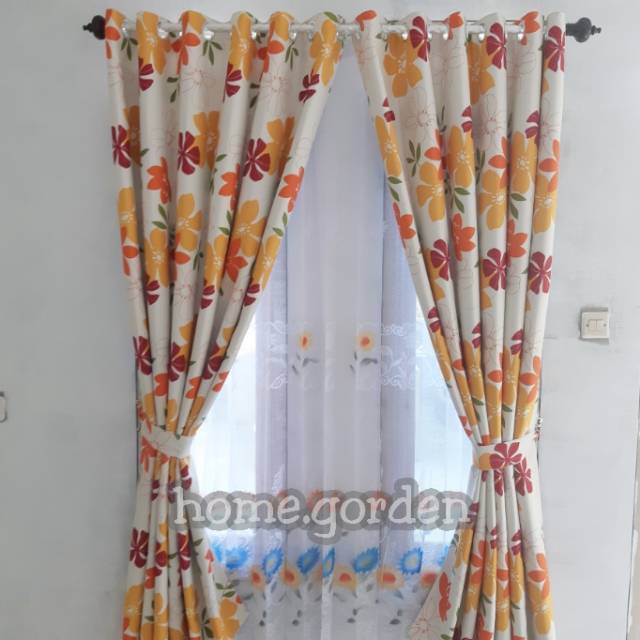 PROMO GORDEN BLACKOUT BLAZER BUNGA BIRU DAN KUNING PINK HIJAU TIRAI JENDELA MINIMALIS HORDENG PINTU