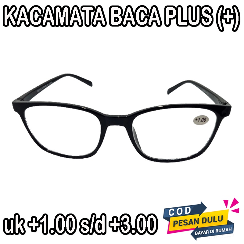 NEW! Kacamata Plus (+) Pria Wanita uk +1.00 s/d +3.00 Kaca mata Baca Lensa KACA Kacamata Rabun Dekat Fashion Korea Reading Glasses Unisex