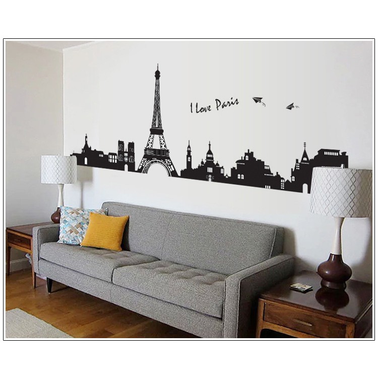 RELIZA Wall Sticker / Stiker Dinding 60X90 EIFFEL MENARA I LOVE PARIS AY935