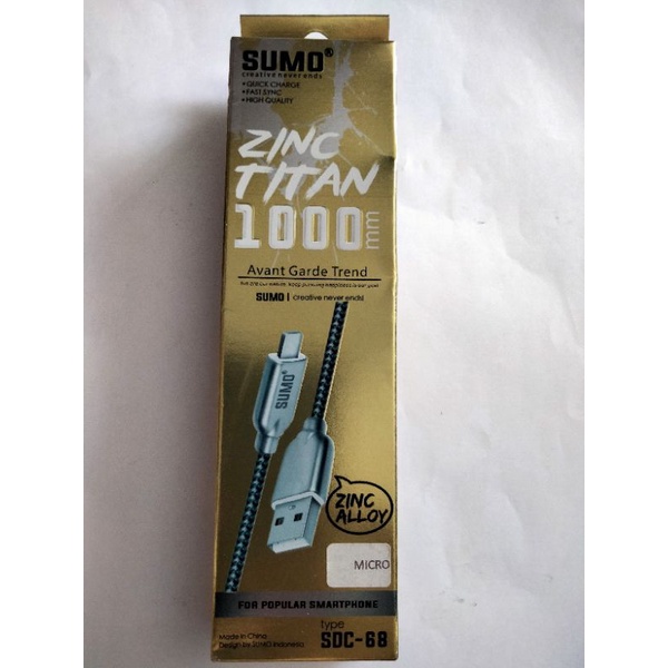 KABEL DATA SUMO ZINC TITAN TYPE SDC-68 MICRO USB ORIGINAL FAST CHARGING
