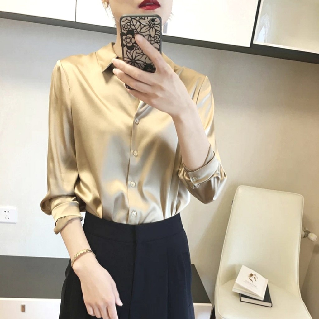 STYLE FASHION WANITA 2022 Adella Satin Blouse Import 2520#* / ATASAN WANITA KOREA TERBARU / FASHION 