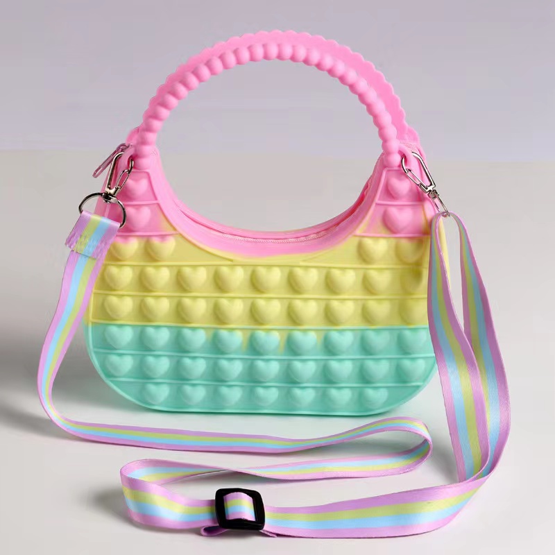 Anak Pop Fashion Tas Selempang Anak Bahan Jelly Motif Pop It Ukuran Sedang dan Besar Tas Selempang A