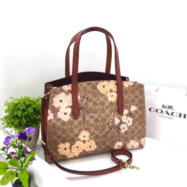 Coach Charlie Carryall In Signature Prairie Floral tas totebag tote original authentic asli