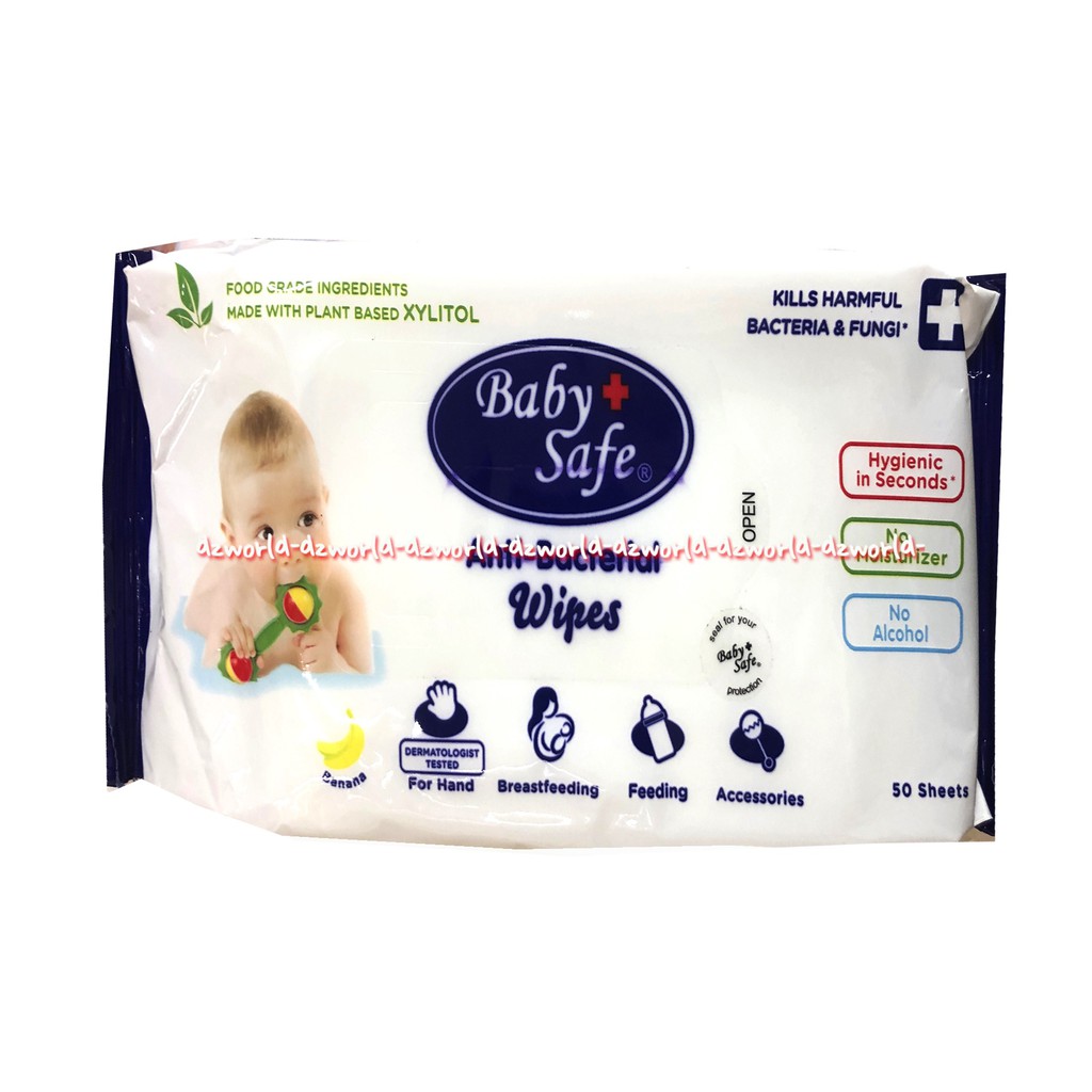 Baby Safe Anti Bacterial Wipes 50sheets Tissue Basah Bayi Anti Bakteri