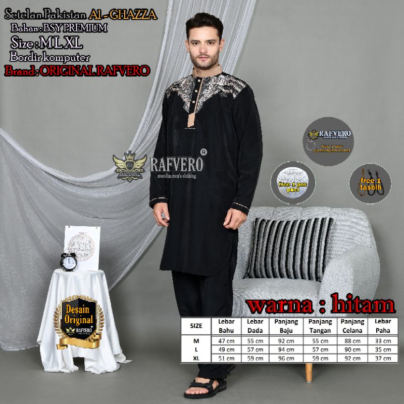 Setelan Pakistan Al - Ghazza ORIGINAL RAFVERO - Setelan Baju Koko pria