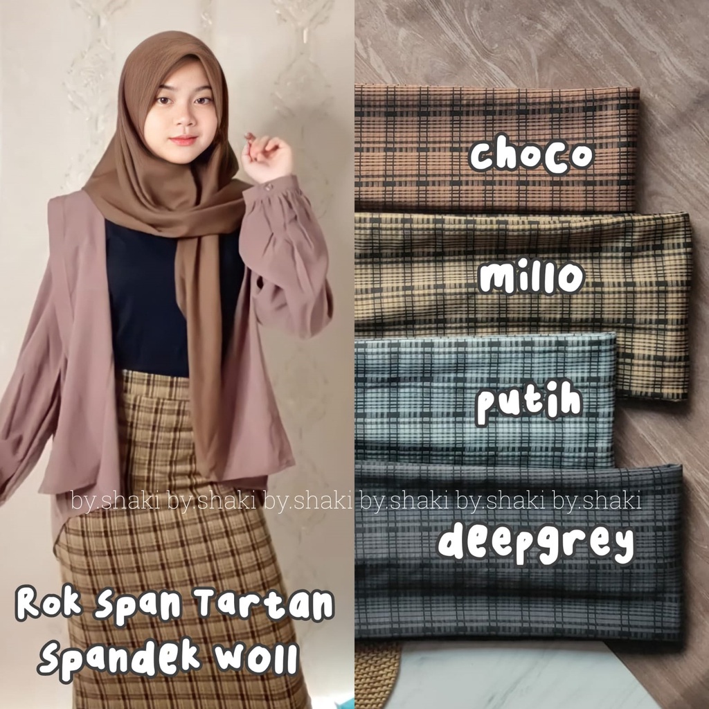 Rok Span Motif Kotk-Kotak Size M-XXL / Span Pensil Motif Tartan