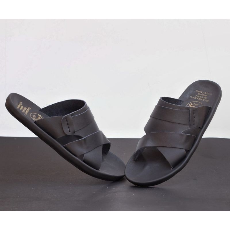 EXO BLACK Sandal pria kulit asli cevany original handmade sandal jepit kulit pria bisa COD