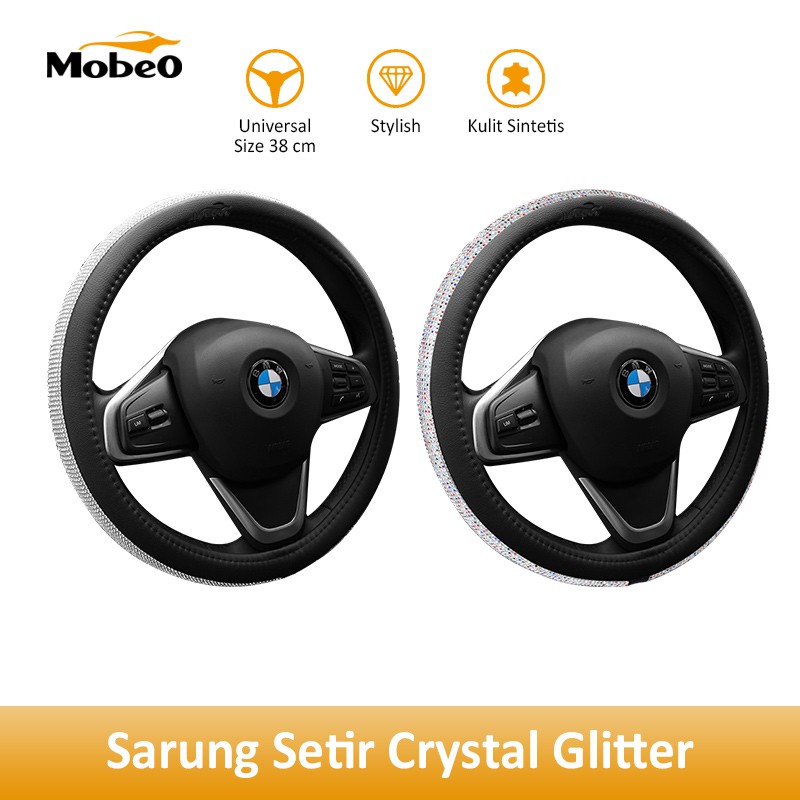 

Mobeo Sarung Setir Kristal Bahan Kulit Universal 38 cm / Steering Wheel Cover Crystal Glitter 38 cm