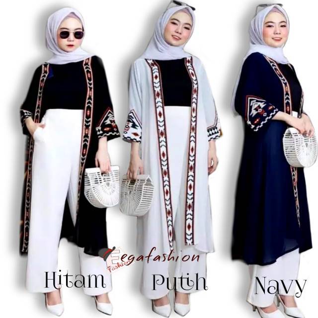 Egafashion Long Cardi Cardigan Etnik Outer Bohemian Motif Kombinasi Bordir