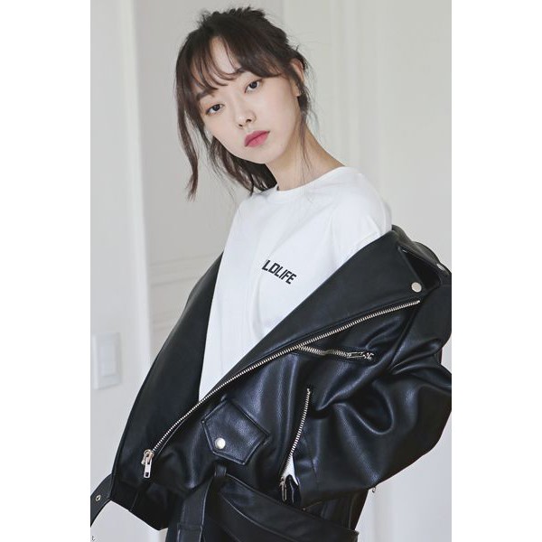 Jaket Kulit Wanita Ramones Changcuters Korea Blazer Crop