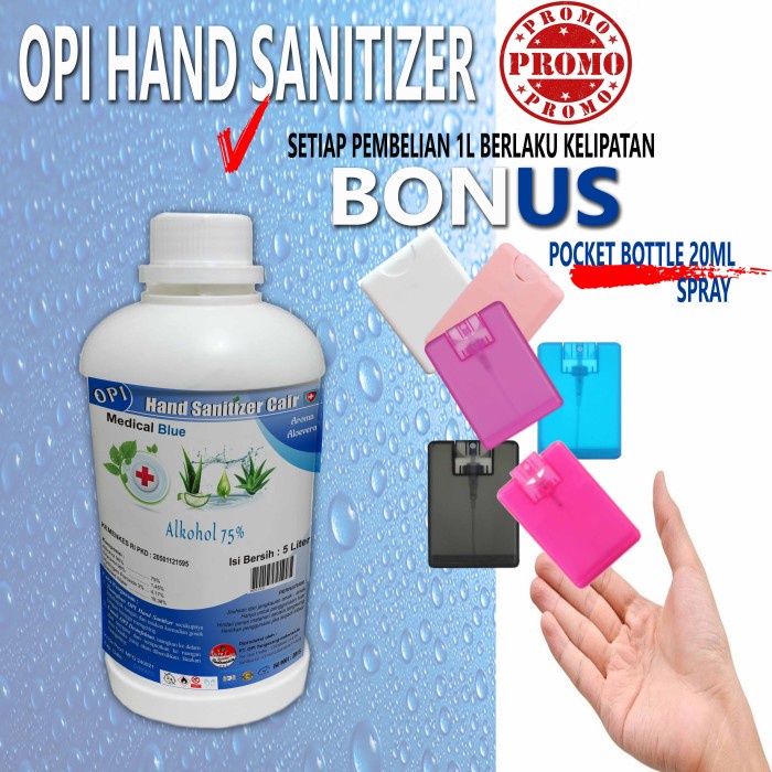 Hand Sanitizer Cair 1 Liter OPI gratis botol saku (botol pocket) Produk OPI varian baru By Oke Sabun sudah ada izin edar resmi by Oke sabun suplayer