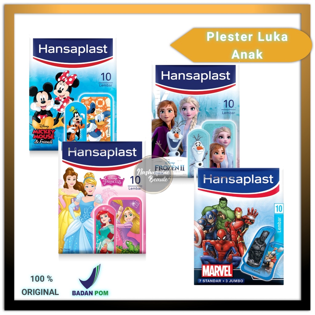 Hansaplast Plester Luka Anak Marvel Frozen Disney Princess isi 10 Lembar