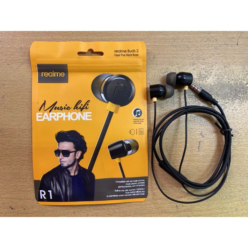 HEADSET REALME BUDS 2 SUARA SUPERBASS PANJANG KABEL 1METER